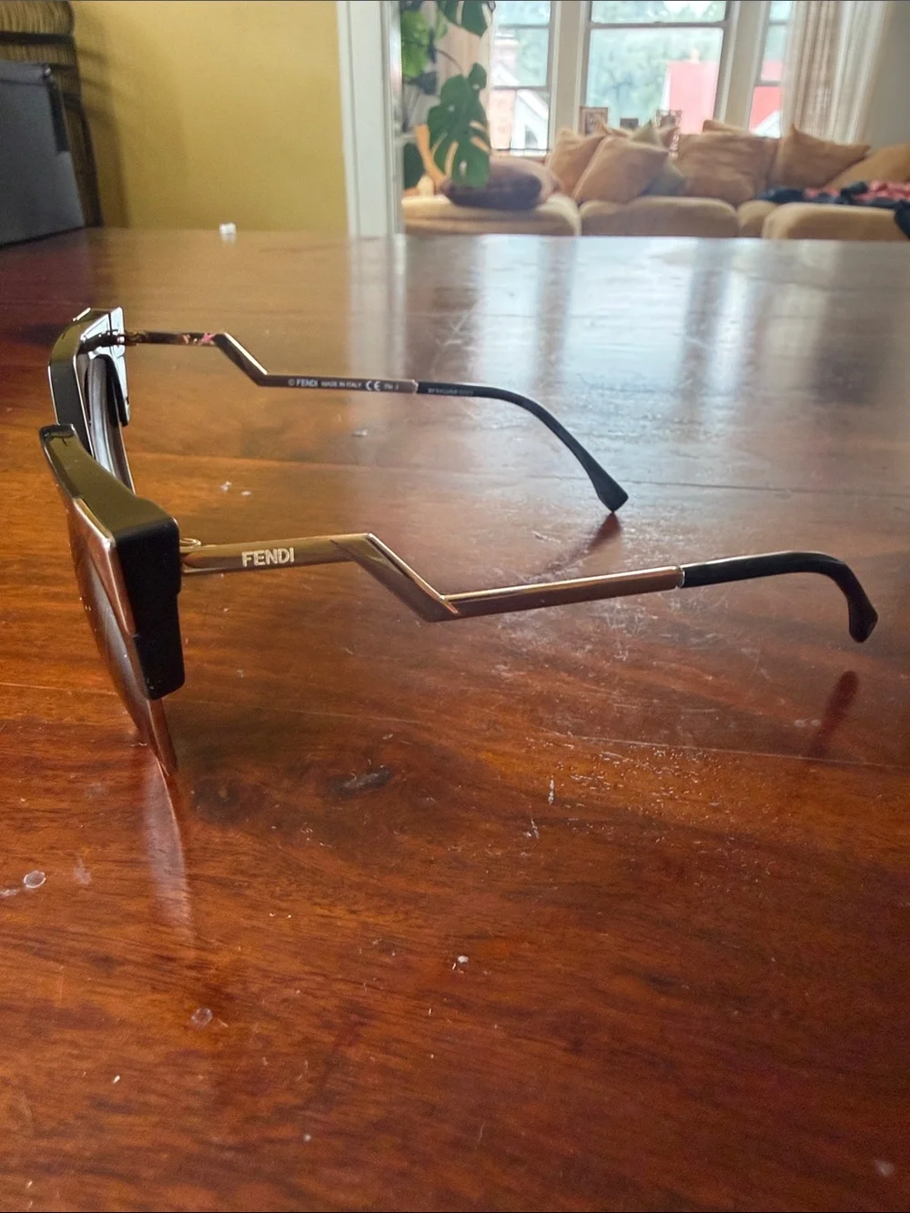 Fendi  Black and Gold Cat-Eye Sunglasses